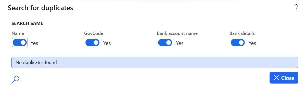 Search for duplicates results