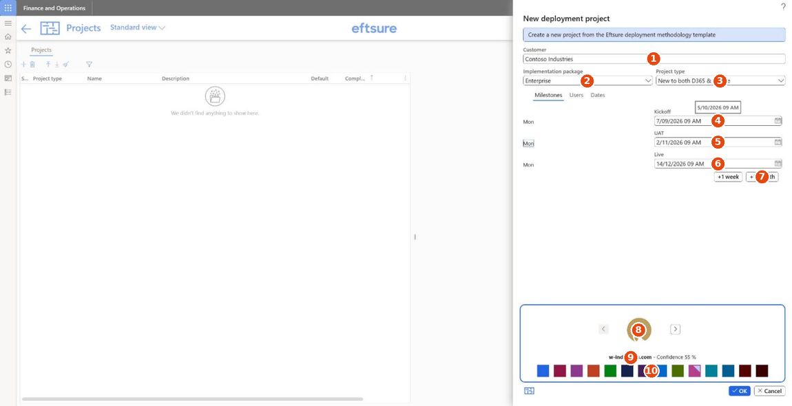 The new deployment project dialog