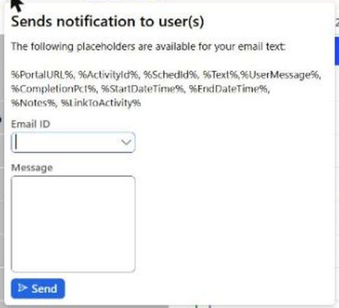 The Notify dialog