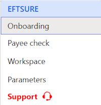 Eftsure toolbar menu focused on Eftsure section